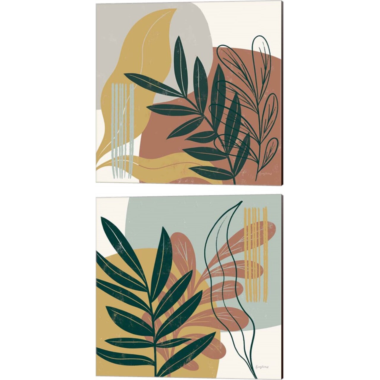 Mid Century Modern Light by Becky Thorns 14" x 14" Canvas Wall Art (Set of 2)